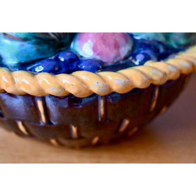 Ceramic Large Multi-Colored Slip Fruit Bowl, 1920 For Sale - Image 7 of 16