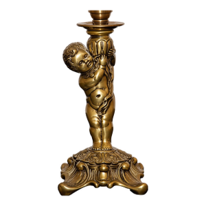 Vintage Hollywood Regency Brass Cherub Lamp W/ Slag Glass Shade – 1970s Loevsky & Lovesky
