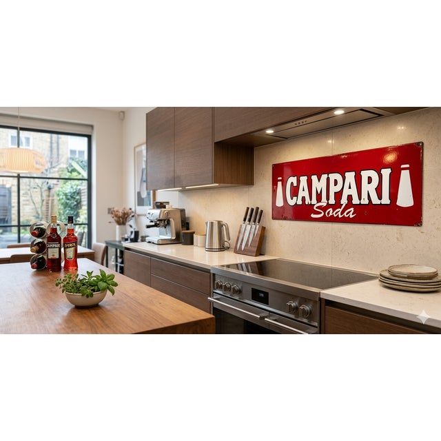 Red Vintage Campari Soda Sign,1960s For Sale - Image 8 of 8