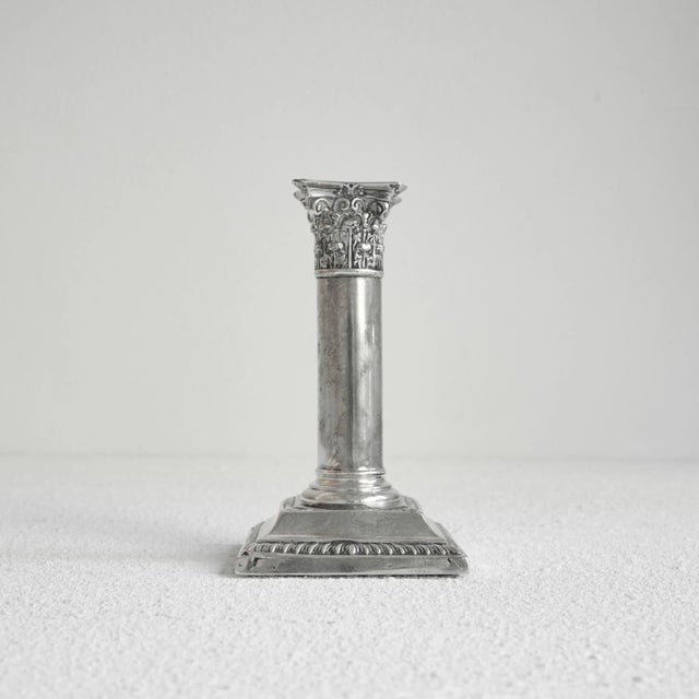 Corinthian Column Candleholder in Silver, 1950s For Sale - Image 4 of 8