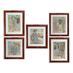 Collection of Five Framed Tailor's Illustrations, C. 1917