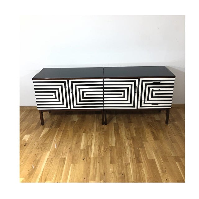 Modular Sideboard with Op Art Motif, 1970s, Set of 2 For Sale - Image 16 of 18