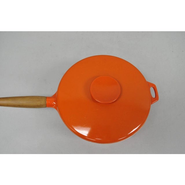 Orange Late 20th Century Mid Century Modern Copco Michael Lax Orange Enameled Cast Iron Saucepan Denmark W / Lid For Sale - Image 8 of 14
