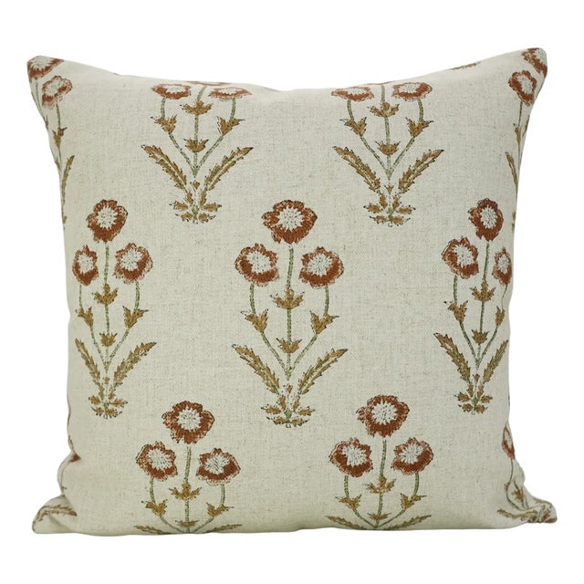 Fabdivine Handcrafted Block Print Cushion Cover 24x24 Inch Cotton Linen-Amitabh For Sale