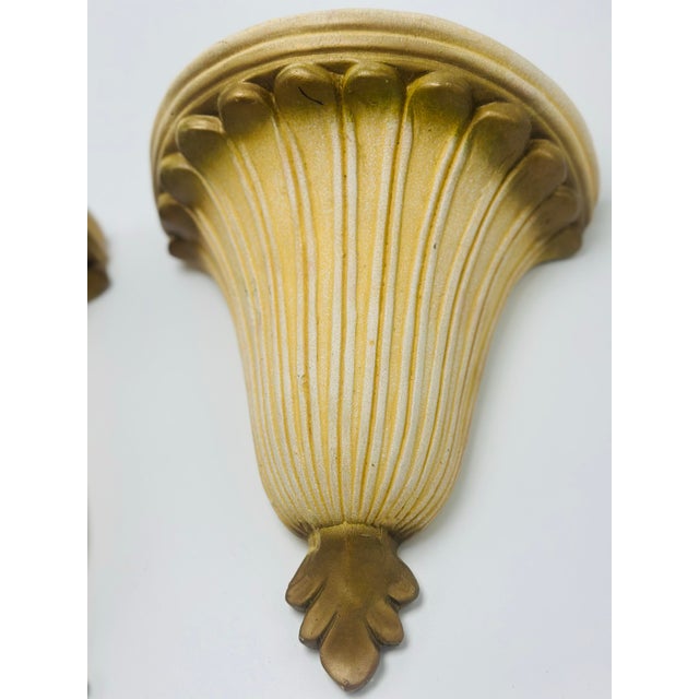 Gold Ceramic Wall Pockets, a Pair For Sale - Image 8 of 9