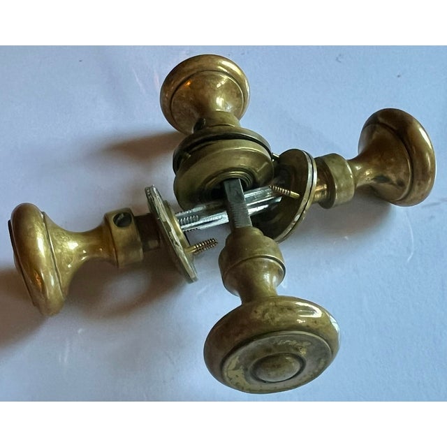 Antique 19th Century Small Size Brass Door Knobs - A Pair For Sale - Image 9 of 13