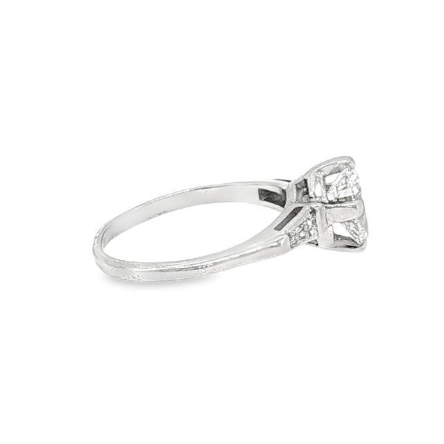 Mid-Century Modern Mid Century Platinum Approximately 1 Carat Pearshape Classic Engagement Ring, Size 5.25 For Sale - Image 3 of 4