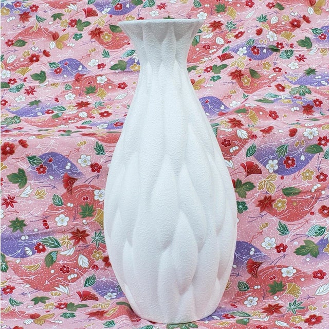 Royal Haeger 489 table vase exterior finish in the subtly striking textured bright white with an smooth aqua colored...