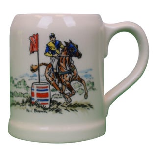 Mid 20th Century Paul Brown X Brooks Brothers Ceramic Mug With Steeplchasing Scene For Sale