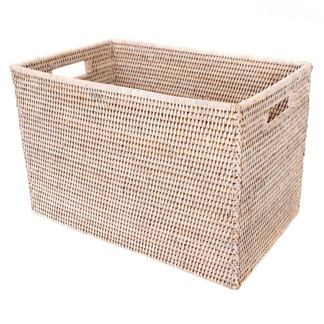 White Artifacts Rattan Legal File Storage Box in White Wash For Sale - Image 8 of 8