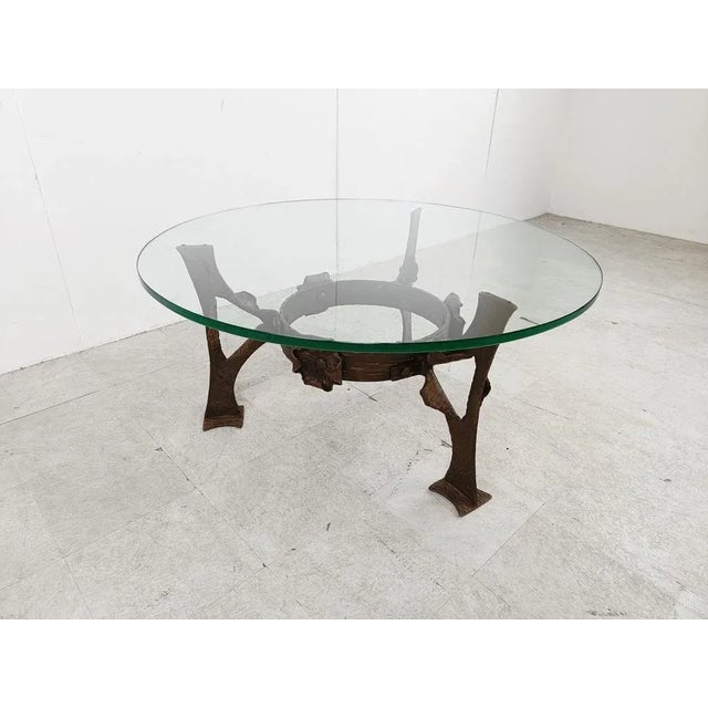 1970s Sculpted Steel Flower Coffee Table, 1970s For Sale - Image 5 of 12