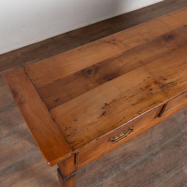 Mid 19th Century 19th Century French Cherry Three Drawer Console Table For Sale - Image 5 of 12
