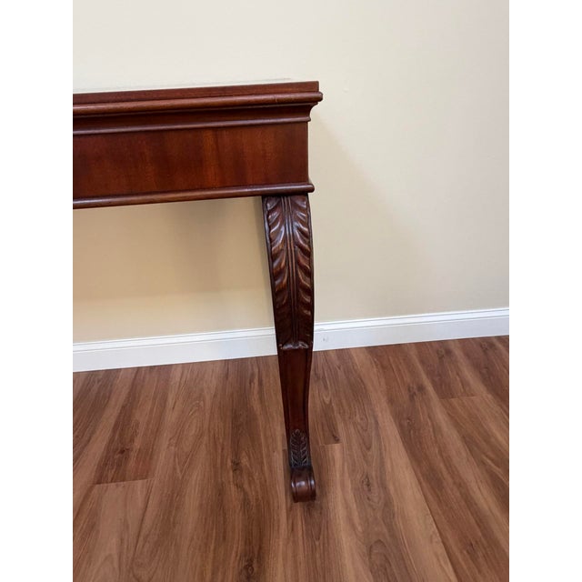 Late 20th Century Late 20th Century Polo Ralph Lauren Mahogany Regency Console Table 72in Carved Scroll Legs For Sale - Image 5 of 15