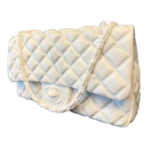 Marble Chanel Clutch Sculpture in Carrara Marble