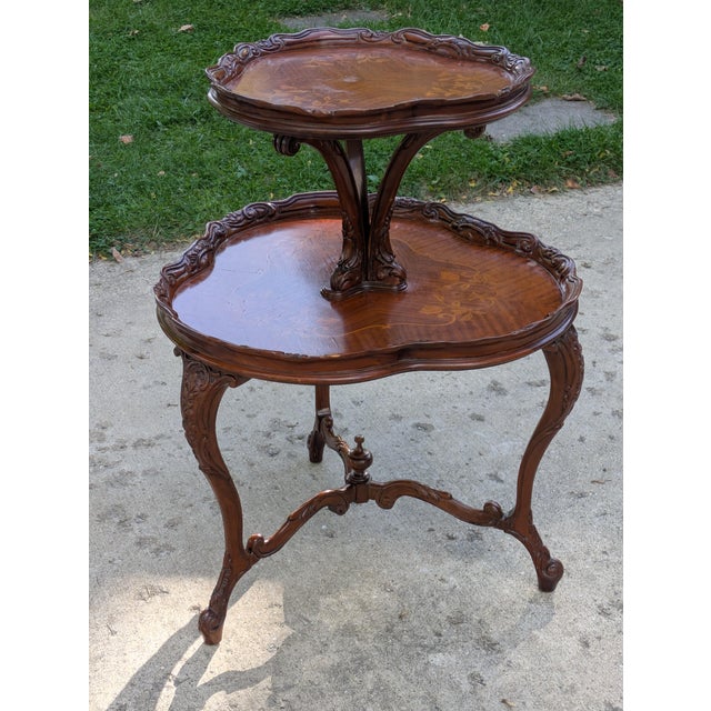 Vintage French Style Two Tier Table Dessert Parlor With Inlays For Sale - Image 17 of 17