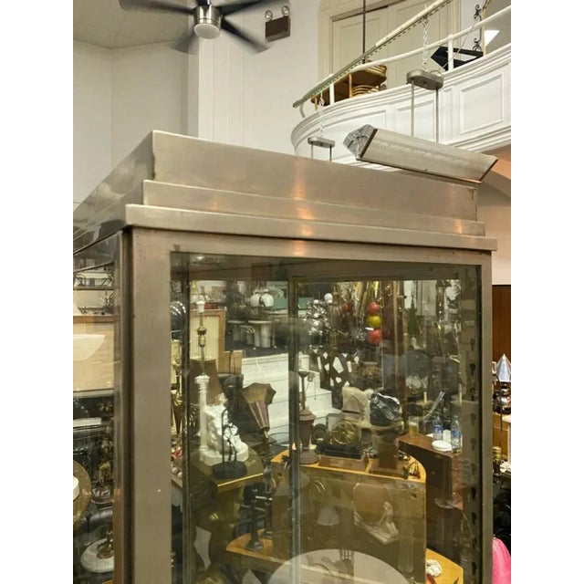 1930s 1930s Art Deco Skyscraper Design Nickeled Bronze Modernist Showcase For Sale - Image 5 of 10