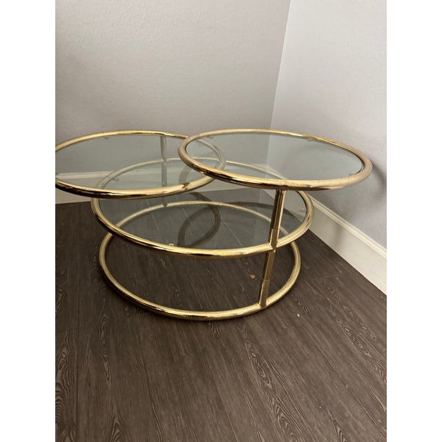 1970s Glam Tiered Swivel Cocktail Table in the Style of Milo Baughman For Sale - Image 10 of 11