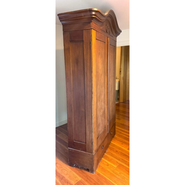 Rococo Antique French “Chapeau De Gendarme” Walnut Armoire, C. 1850s – Louis XV Rococo Revival Style For Sale - Image 3 of 9