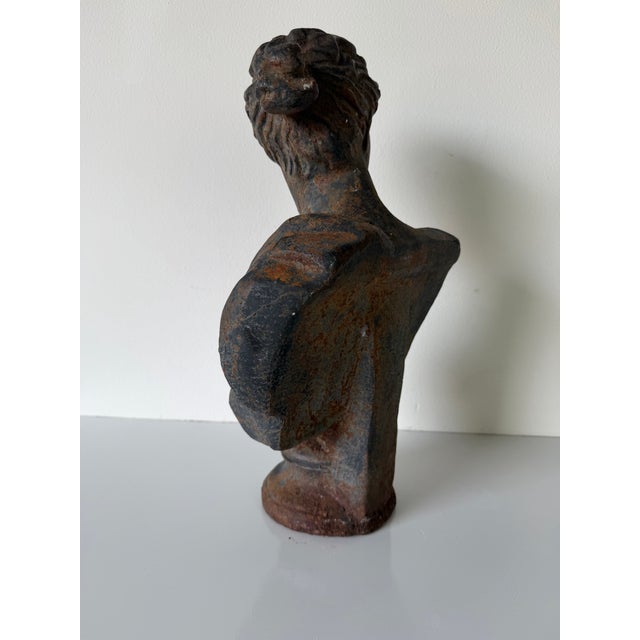 Antique Cast Iron Roman Goddess Diana Diana Bust Sculpture For Sale - Image 10 of 11