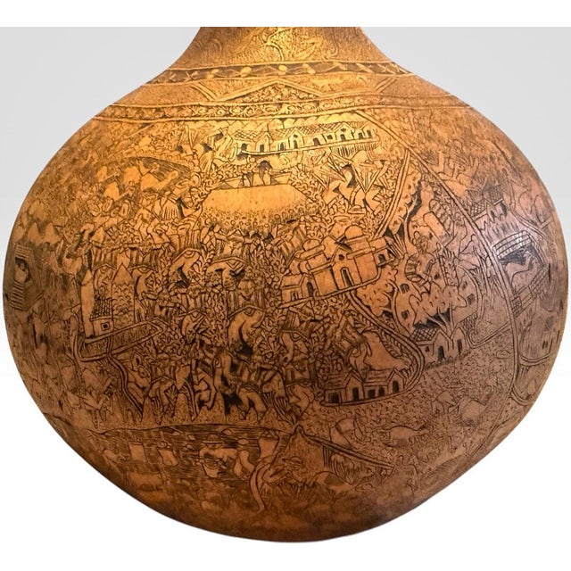 Mid 20th Century Large Peruvian Folk Art Mate Burilado Hand-Carved Storytelling Gourd For Sale - Image 9 of 11