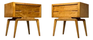 Edmond J Spence, Nightstands, Burled Maple, Bentwood, Sweden, 1960s