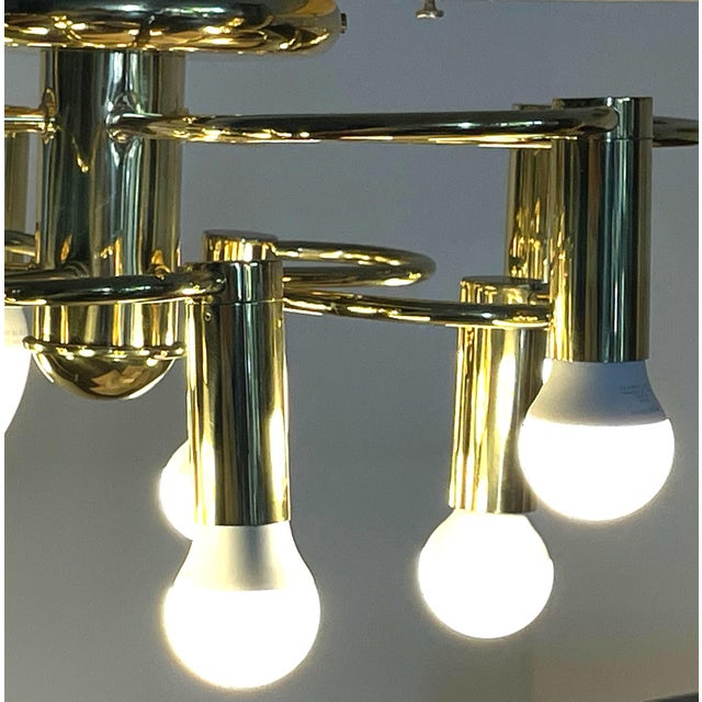 Mid-Century Modern Space Age 10-Light Brass Ceiling Lamp by Honsel Leuchten for Sölken Leuchten, Germany, 1970s For Sale - Image 10 of 18