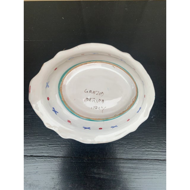 Vintage Grazia Deruta Hand-Painted Faience Lute Player Catchall For Sale - Image 10 of 11