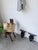 Antique pair of mahogany-stained wooden console tables with lovely carved floral motifs. These small Italian shelves have...