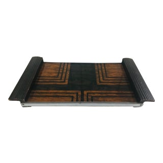 Art Deco Lacquered Faux Wood Tray For Sale