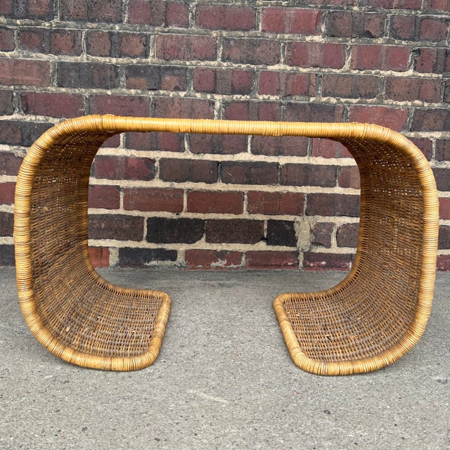 Wicker Rattan Waterfall Edge Side Table | Chairish