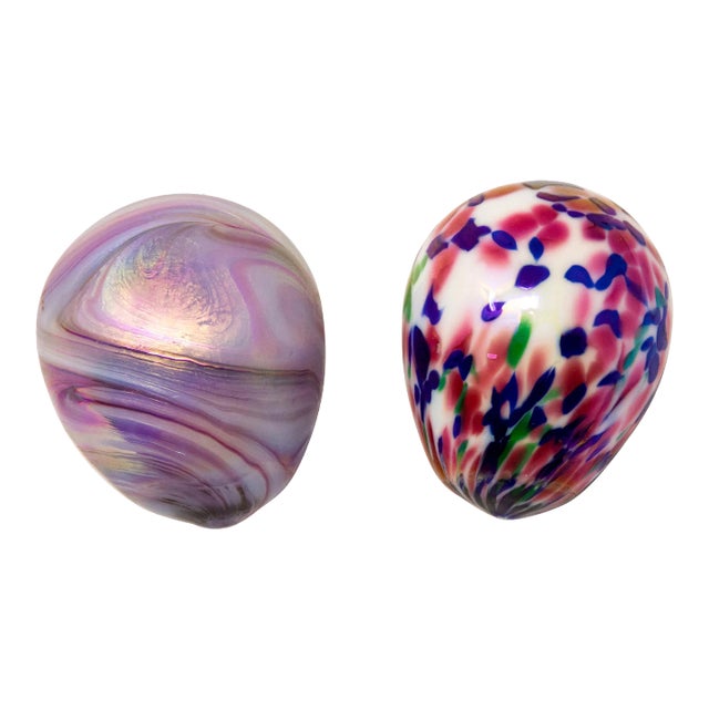 Mid 20th Century Art Glass Eggs- Set of 2 For Sale