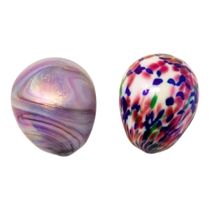 Mid 20th Century Art Glass Eggs- Set of 2