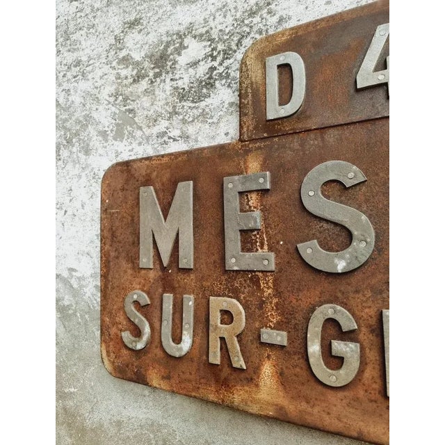 Vintage French Place Name Sign Messey-Sur-Grosne For Sale - Image 9 of 12