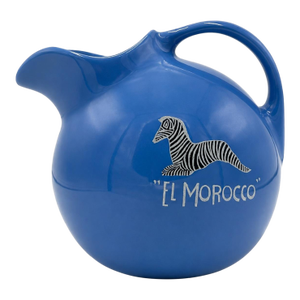 Vintage El Morocco Nyc Nightclub Blue Ceramic Water Pitcher Zebra Logo Barware