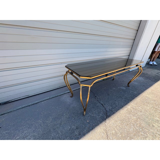 Metal 1950s French Gilt Iron and Mirrored Cocktail Table For Sale - Image 7 of 12
