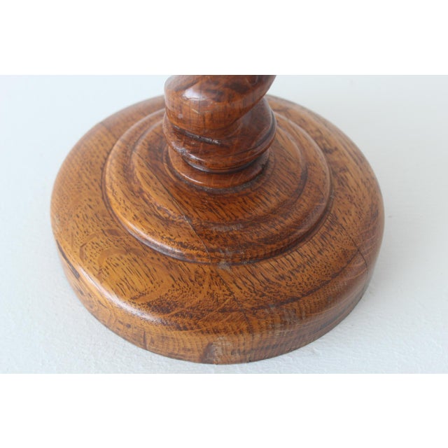 Vintage French Style Barley Twist Wood Side Table Pedestal Mid-Century For Sale - Image 11 of 18