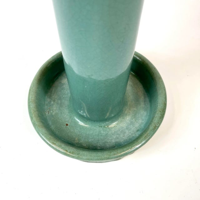 Turquoise 19th Century Chinese Ceramic Light Turquoise Oil Lamp For Sale - Image 8 of 9