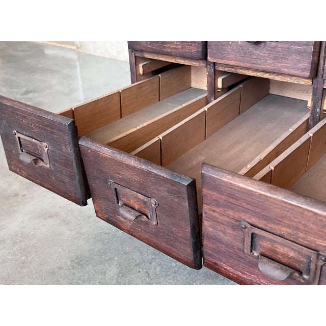 German Art Deco Oak Filing Cabinet / Bank of Drawers, circa 1950s For Sale - Image 14 of 18