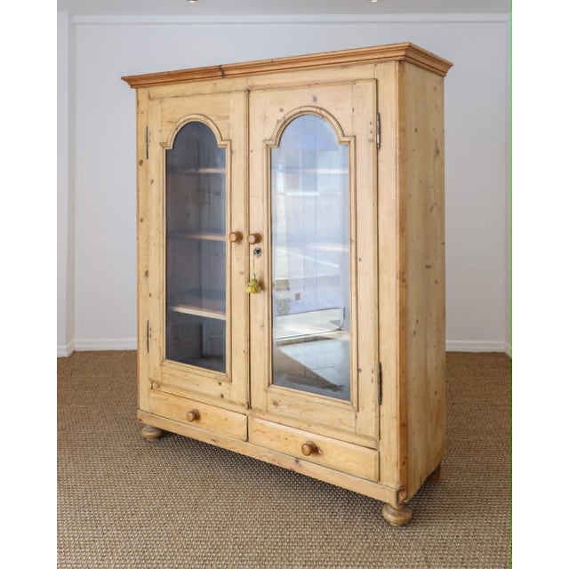 Antique English Pine Glazed Cabinet With Drawers - Circa 1860 For Sale - Image 4 of 18