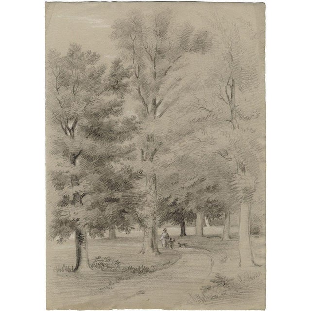 An original 1836 chalk drawing, Alexander Monro, The Entrance to the House at Albury, Surrey.A fine large chalk drawing by...