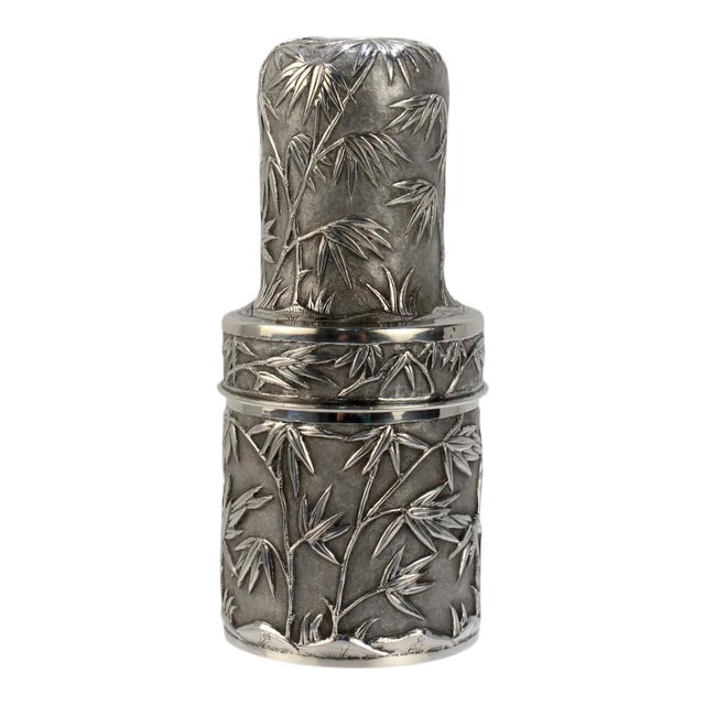 Antique Wang Hing & Co. Chinese Export Silver Travel Dresser Bottle For Sale