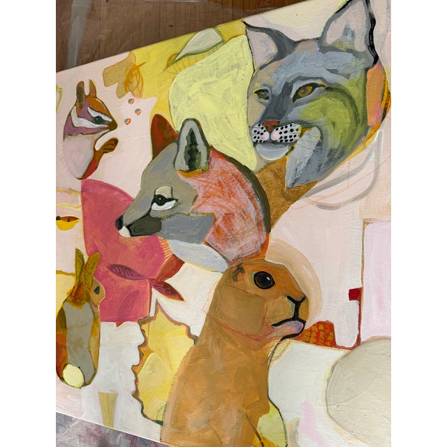 Dove Gray “The Company One Keeps” a Fun Animal Painting by LWren Walraven For Sale - Image 8 of 9