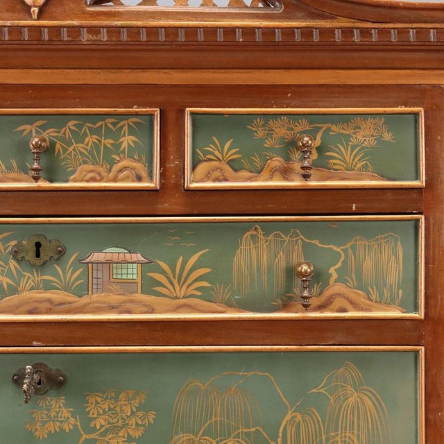 Wood Antique Bar Cabinet Chinoiserie in Mahogany, United Kingdom, 1900 For Sale - Image 7 of 13