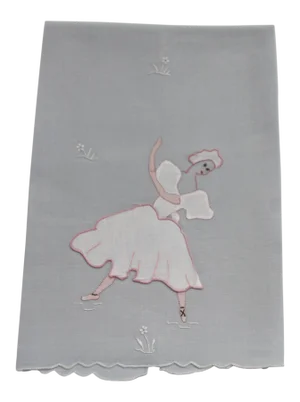Gray Ballerina Dancing Girl Applique Hand Towel