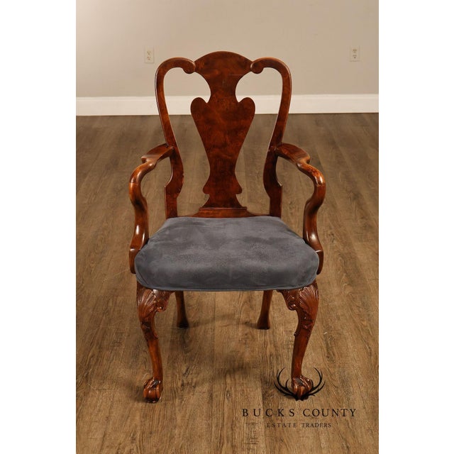 Georgian Style Set of Ten Carved Burlwood Dining Chairs For Sale - Image 17 of 18