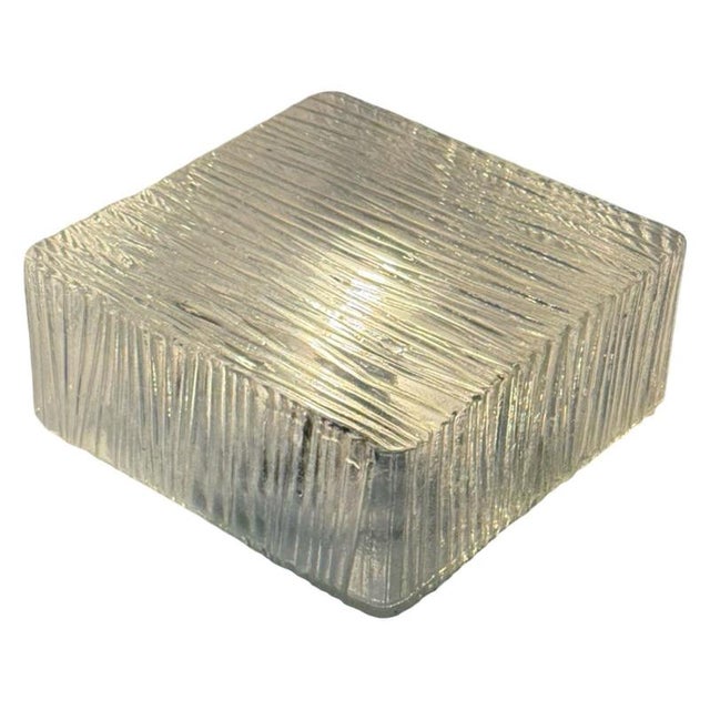 Vintage Ceiling or Wall Mounted Lamp with Ribbed Glass and Metal Mount, Former Czechoslovakia, 1970s For Sale - Image 6 of 8