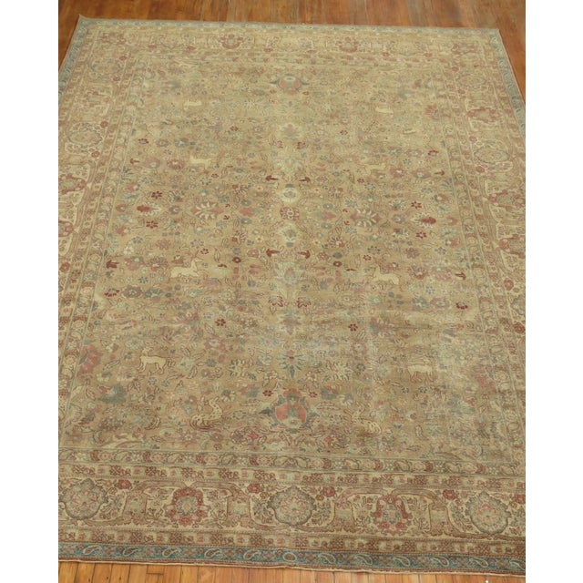 Red Pictorial Persian Tabriz Rug rug no.9868 For Sale - Image 8 of 13