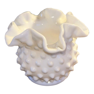 Vintage Fenton Milk Glass Ruffled Vase