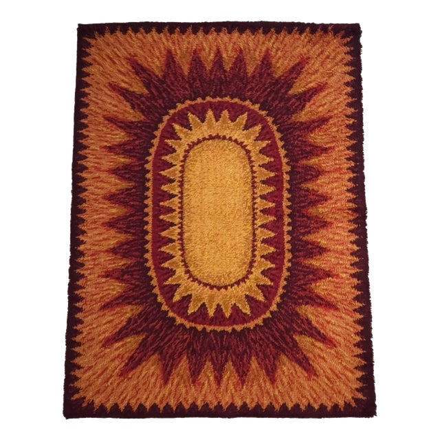 Mid-Century Modern Rya Rug in Wool from Nordland, Netherlands, 1970s For Sale