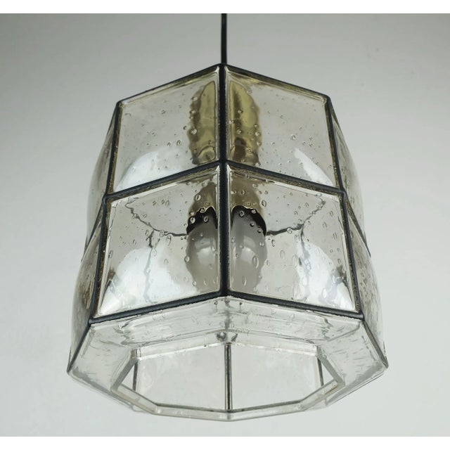 Gold Vintage Brass Pendant Lamp with Clear Glass Shade from Glashütte Limburg, 1960s-1970s For Sale - Image 8 of 11